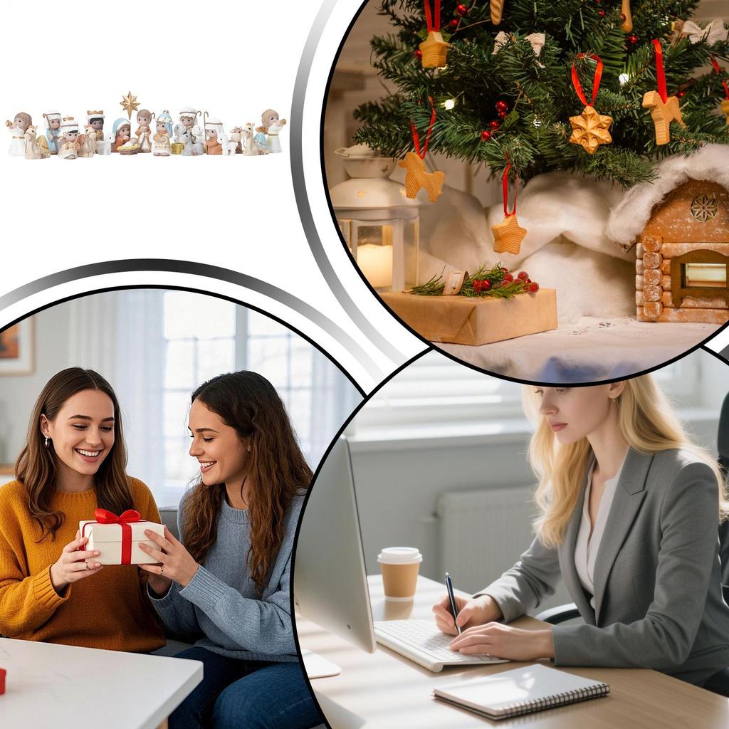 Nativity Scene Set Classic Religious Resin Birth Of Jesus Christmas Figurines For Porch Dining Table Mantel Windowsill Church