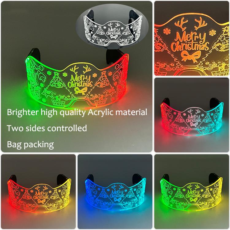 New Acrylic Luminous Glowing Cyberpunk Glasses LED Light Up Halloween Party Glasses Bar Club Props Neon Glasses Supplies