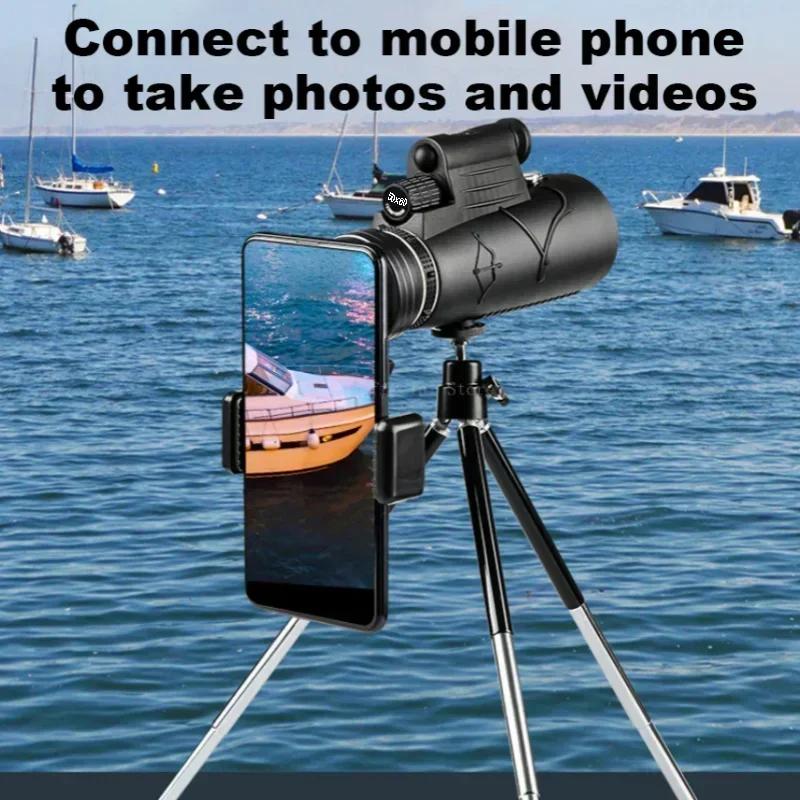 Högdefinition 50x60 Zoom Kraftfull Bärbar Monokulär Teleskop Telefonklämma Fjärr Teleskop Jakt Monokulär Teleskop