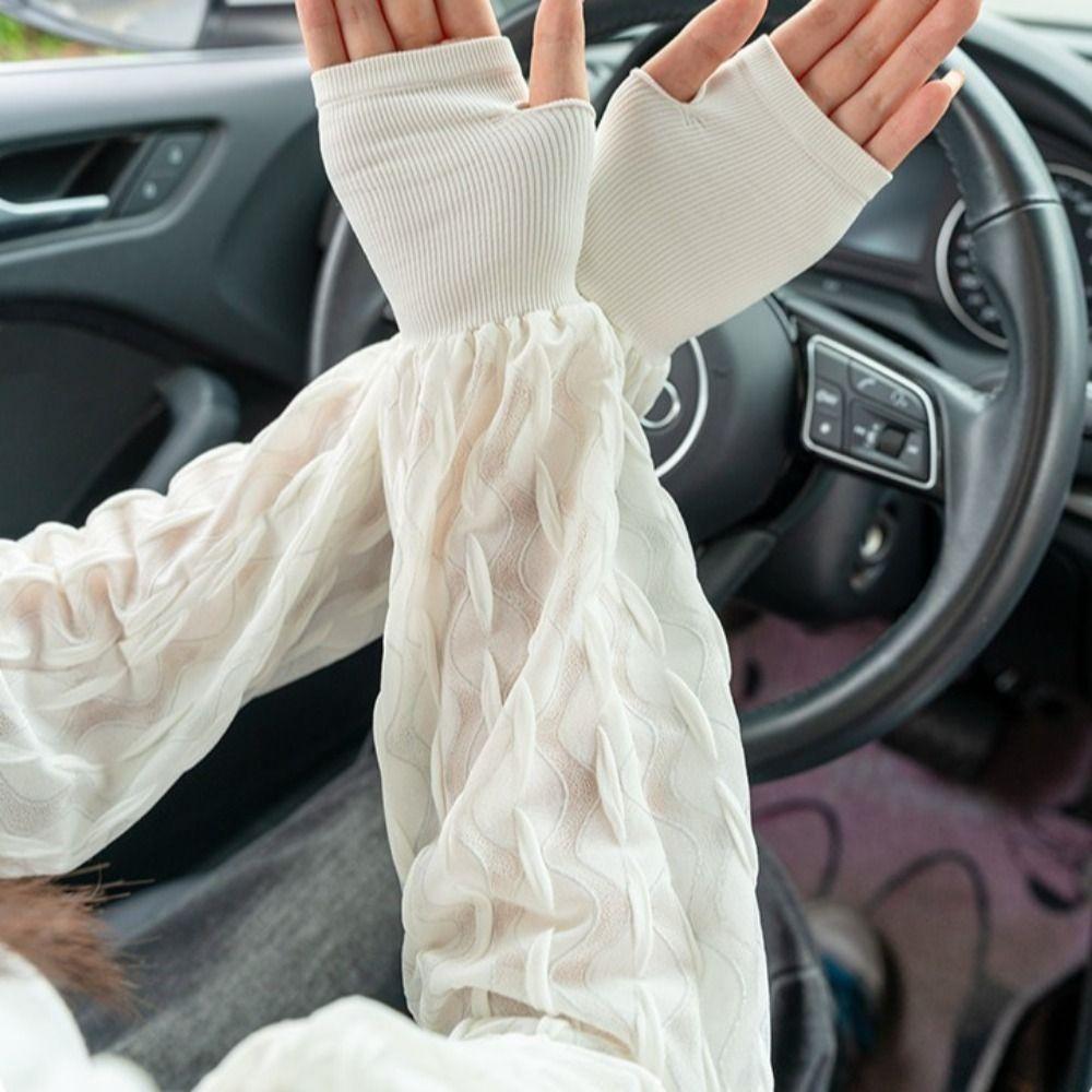 Elegante Sonnenschutz-Armstulpen Atmungsaktive Sommer-Eisseide Lange Ärmel Kühle Handstulpen Autofahren
