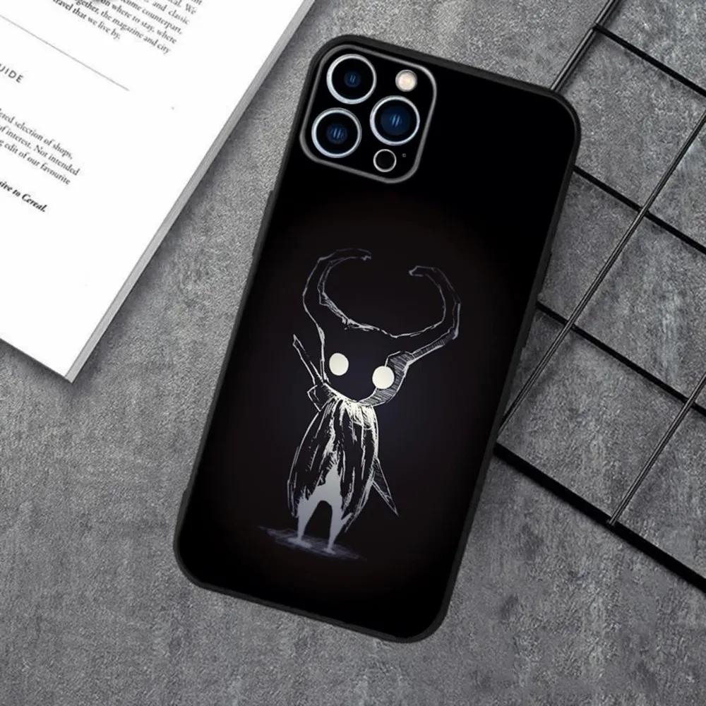 H-Hollow Knight Phone Case For Apple iPhone 15,14,13,12,11,XS,XR,X,8,7,Pro,Max,Plus,mini Silicone Black Cover