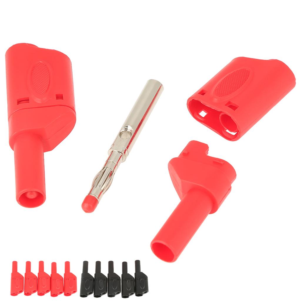 ZK50 10Pcs 4mm Red Black Safety Fully Insulated Stackable Banana Plug Connectors