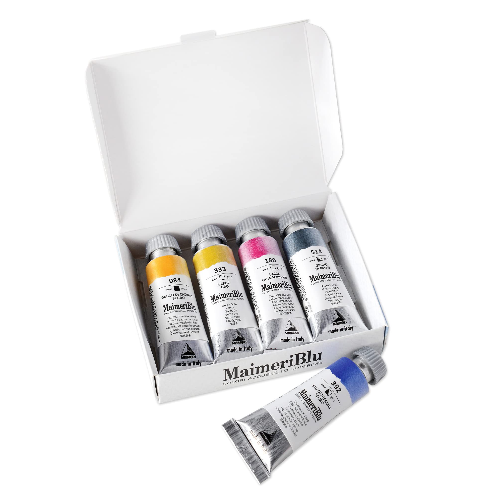

Maimeri Blue Transparent Watercolor Paint Single Pigment Intro Set 12 мл x 5 кольорів