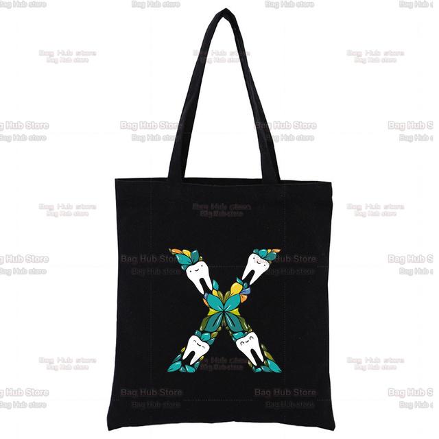 TOOTH 26 Letter Alphabet Printing Canvas Bag Shopper Bag Harajuku Style Women Bags Shoulder Bag Handbag