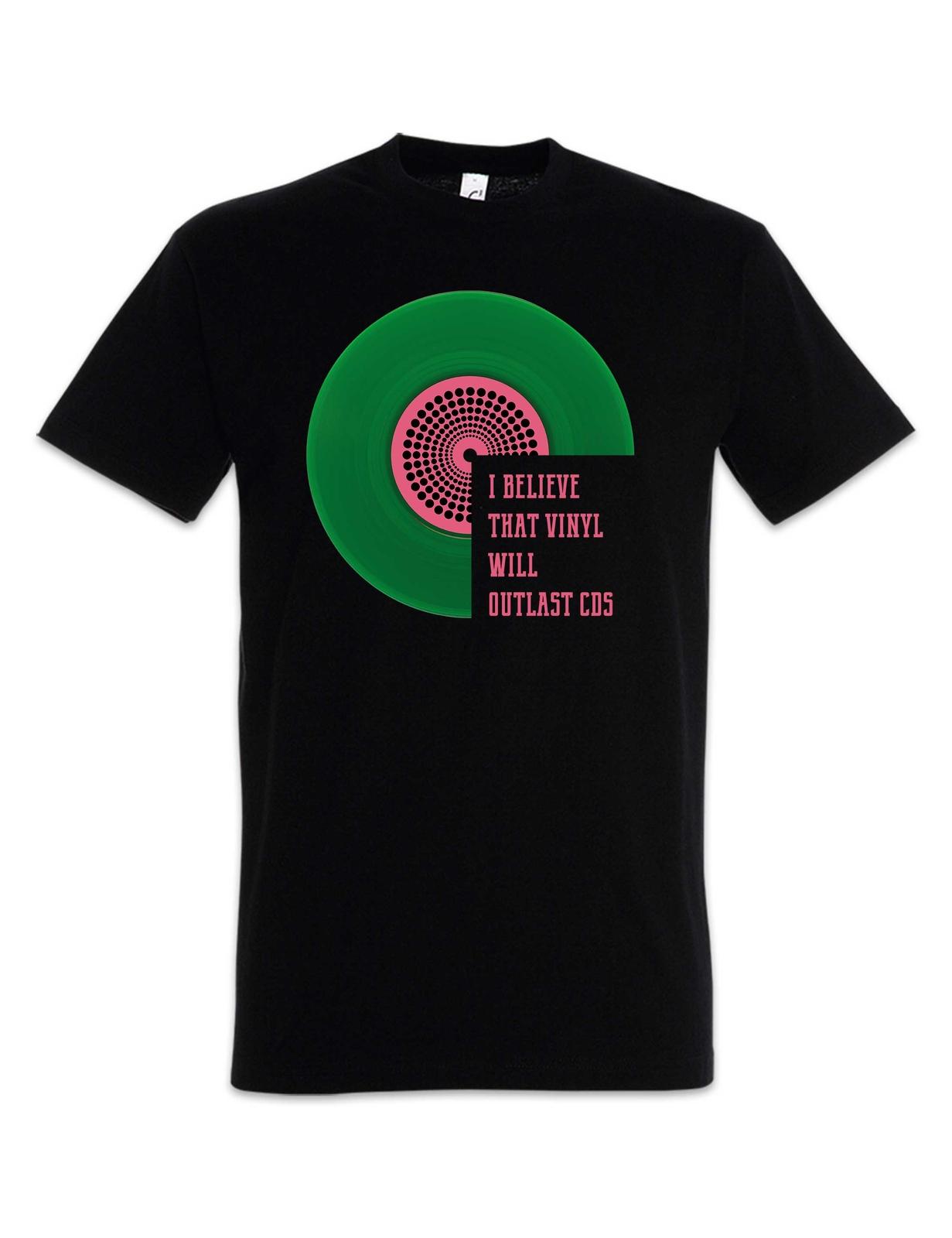 Vinyl Will Outlast CD T-Shirt Mens Womens Tees Top Club Disco Retro Turntable DJ MC Record Collector XL