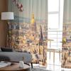 Vista da Torre Eiffel em Paris na primavera França Cortinas transparentes para sala de estar Cortina de janela de tule Quarto Cozinha Cortinas de véu