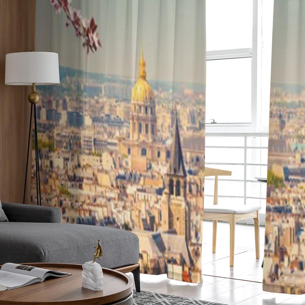 Blick auf den Eiffelturm in Paris im Frühling Frankreich Transparente Vorhänge für Wohnzimmer Tüll-Fenstervorhang Schlafzimmer Küche Schleier Vorhänge