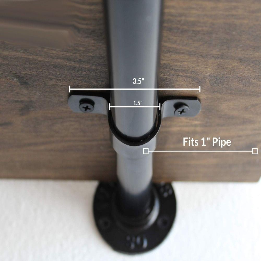 Carbon Steel Two Hole Pipe Strap Black 1 Inches U Bracket Durable Iron Pipe Shelf Bracket  Worker
