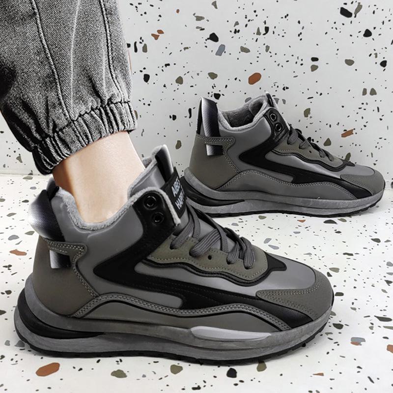 High-top casual shoes dad shoes men's youth versatile new winter snow boots thick-soled warm velvet sports men's shoes