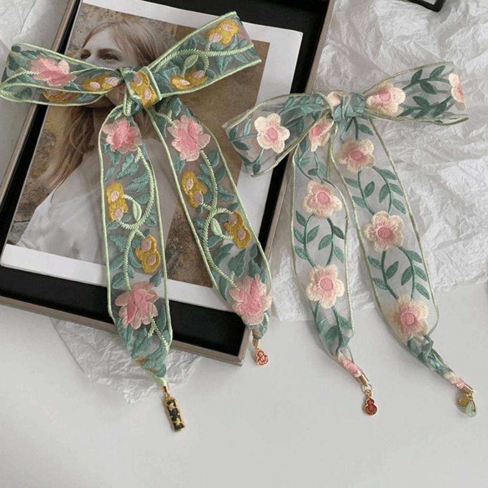 Sweet Floral Scarf Printed Scarf Headband Fashion Narrow Long Scarves  Wedding