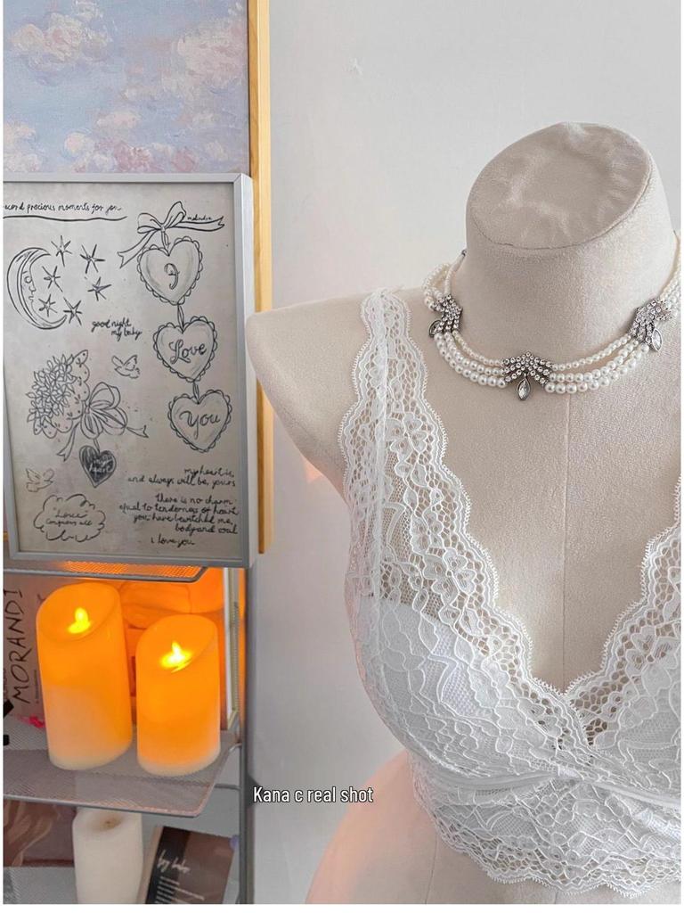 Elegant Lace Wireless Padded Bra – Chic French Vest Style