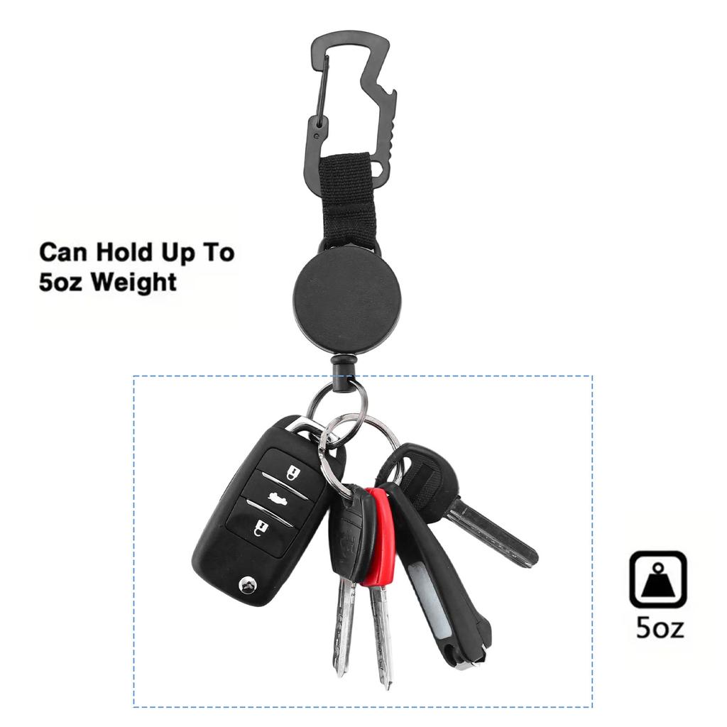 Retractable Pull Badges Holder Steel Wire Rope Buckle Key Holder Reel Carabiner Keychain Outdoor Keychain Tool
