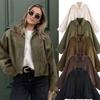 Damen Kurze Pilotenjacke Frühling/Herbst/Winter Jacke Locker Langarm Reißverschluss Retro Jacke Damen Neue Jacke