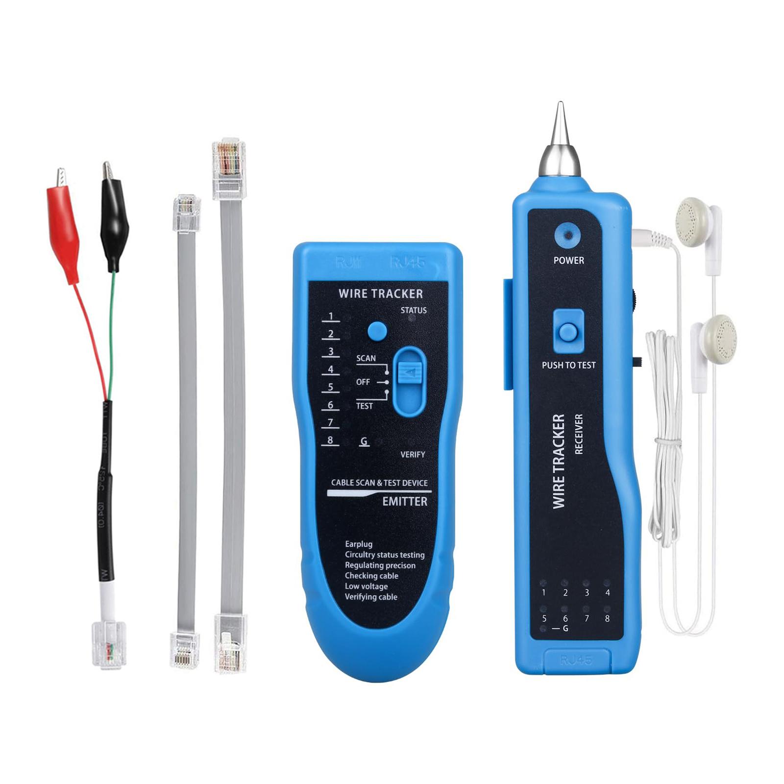 

Ethernet LAN Network Cable Tester RJ11 RJ45 Cat5 Cat6 Telephone Wire Tracker Tracer Toner Detector Line Finder синій