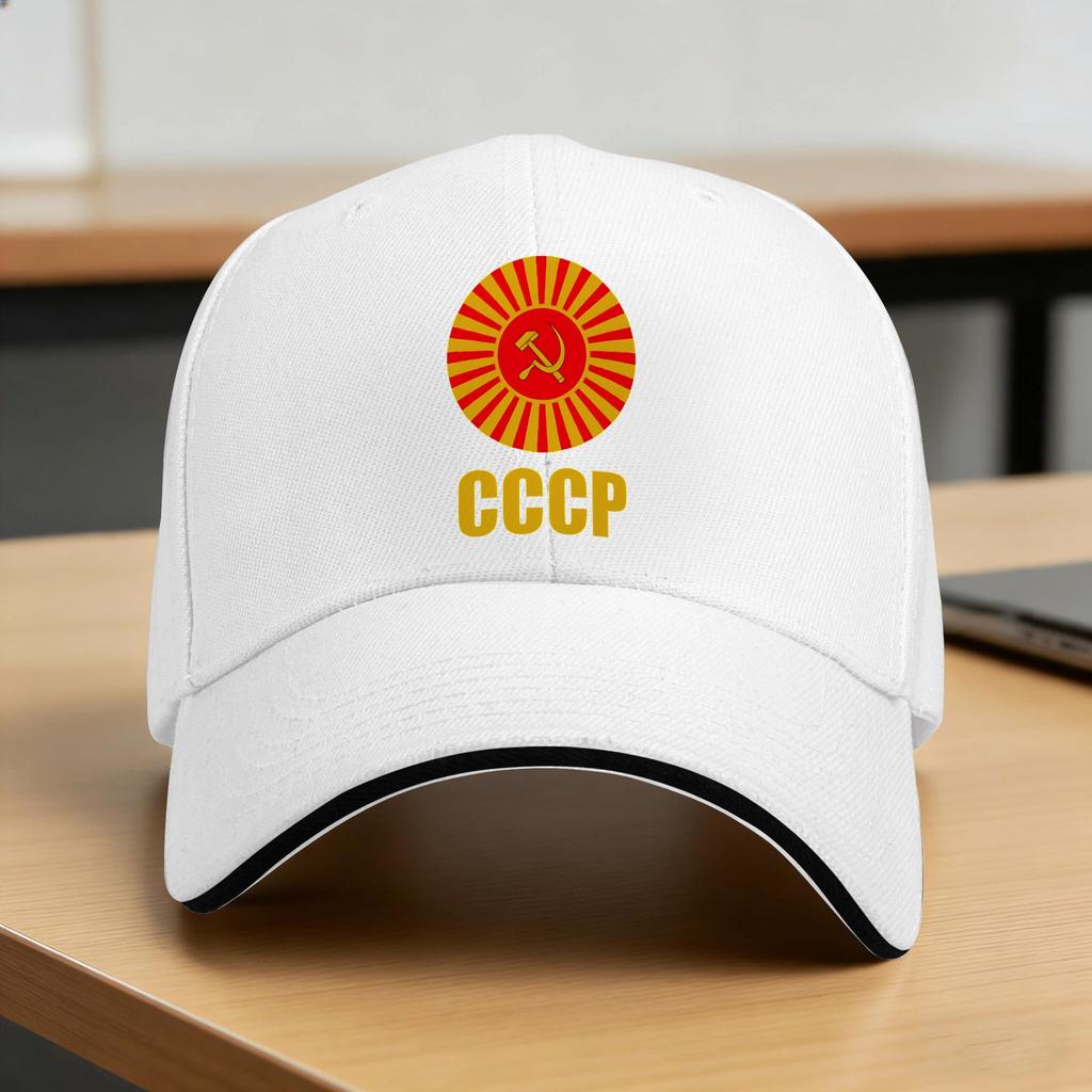 Vintage Soviet Hammer And Sickle Symbol CCCP USSR Russia Baseball Cap Couple Women Trucker Hat Summer SunProof Baseball Caps