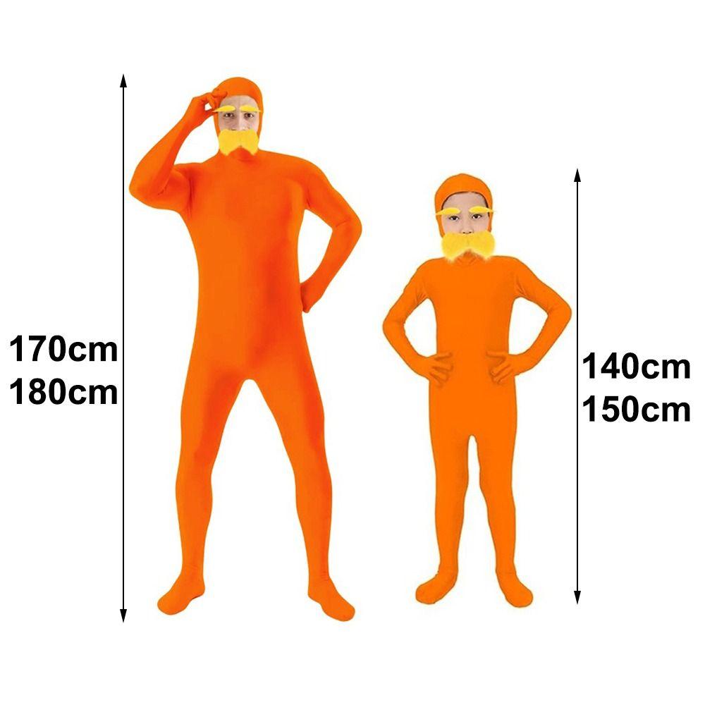 Yellow Mustache and Eyebrow Halloween Costume Spandex Jumpsuit Costume  for Adult Kids