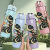 1PC Bohemian Folk Art Character Print 750ml Color Plastic Sports Water Bottle Leakproof Flip Straw Lid Suitable for Sports Office Home Use