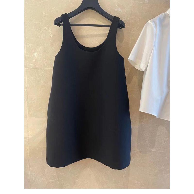 

Дизайнерский весенний черный жилет с коротким квадратным воротником Black XL