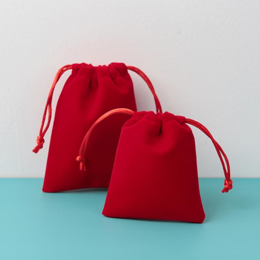 50Pcs Personalized Logo Beige Jewelry Drawstring Bag Thick Velvet Pouch Boutique Cosmetic Wedding Favors Candy Organizer Pockets
