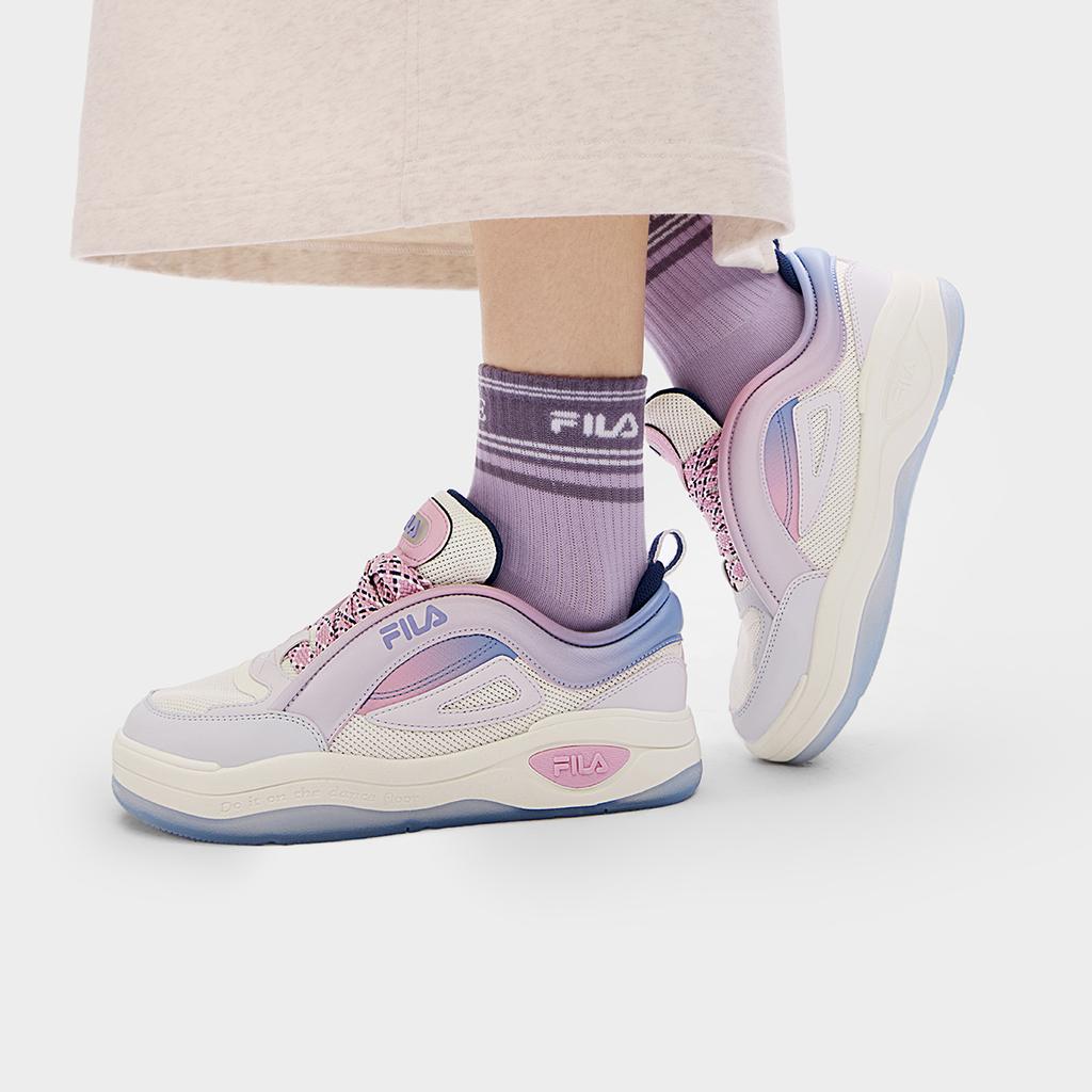 FILA Cushioning, Wear Resistant Low top Skateboard Shoes Women's Milk White/Rain Mist Gray F12W432208FGN