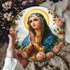 Placca Metallica Vintage Latta Segno Vergine Maria Foglia d'Oro Arte Religiosa da Parete Decorazione Casa Regalo