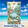 Dinosaur Theme Beach Towel Personalized Custom Name & Text Soft Quick Dry Beach Towel for Swimming Travel