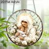 Acrylic Virgin Mary and Baby Jesus with Roses Suncatcher, Stained Glass Effect Window Hanging Ornament for Religious & Faith Lover Gifts