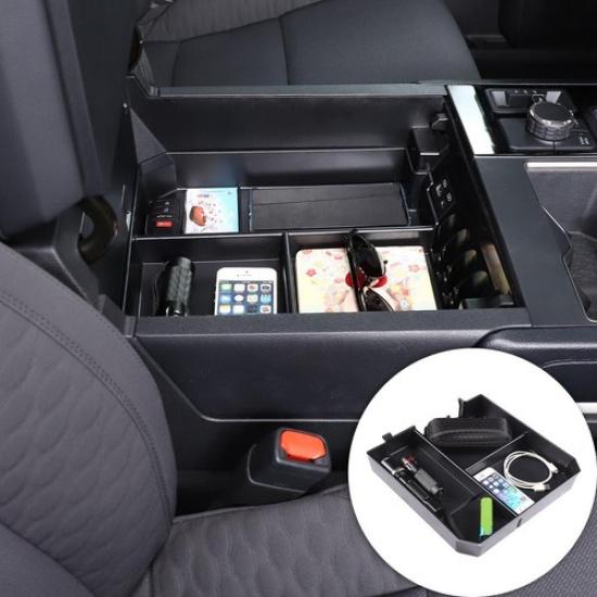 Black ABS Center Armrest Storage Box Organizer Tray For Toyota Tundra