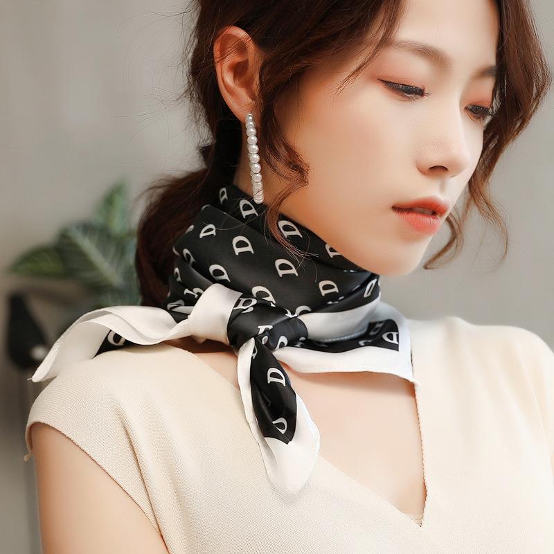 New Women Silk Printed Design Scarf For Women Fashion Neck Tie Hand Bag Foulard Wrist Kerchief Shawl Wraps Hajib Silk Scarves