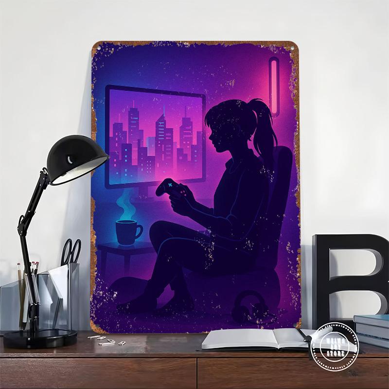 Cozy Gamer Nights Printed Poster Customized Wall Art Retro Vintage Metal Tin Signs for Room Decoration Garage Decorations Decor