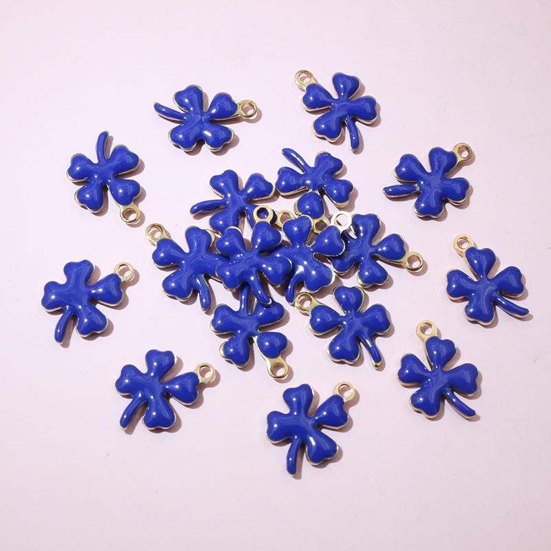 20pcs 13x10mm Stainless Steel Enamel Clover Flower Charms Pendant Stainless Steel DIY Jewelry Making Accessories Findings