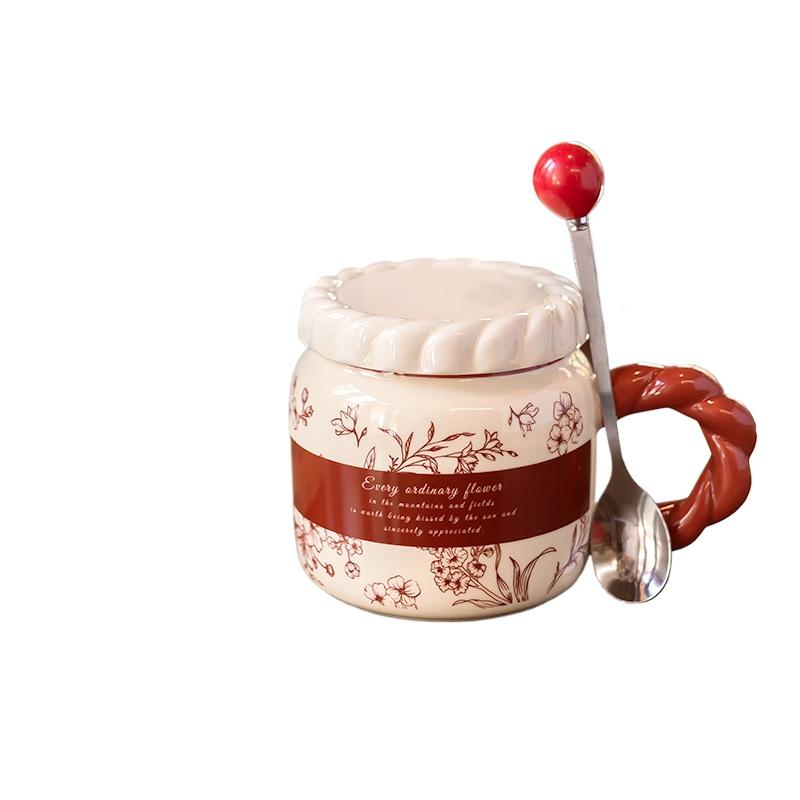Vintage Ceramic Mugs Niche Design Coffee Mugs Home Couples Cup for Women Birthday Gift