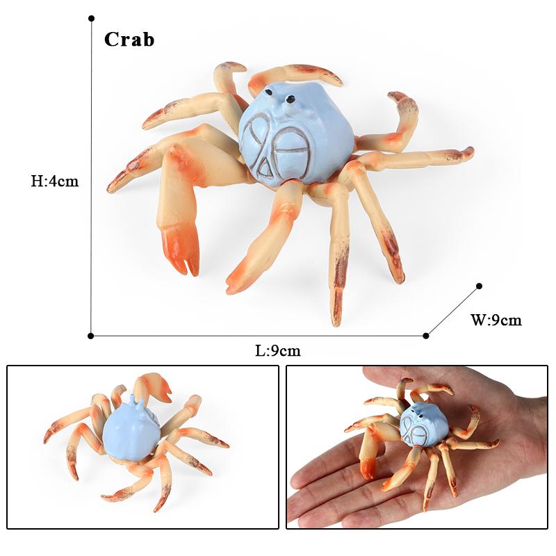 Oenux Simulation Ocean Sea Life Animals Model Lovely Crab Action Figures Toy Cake Toppers Collection Jouet Kids Education Gift
