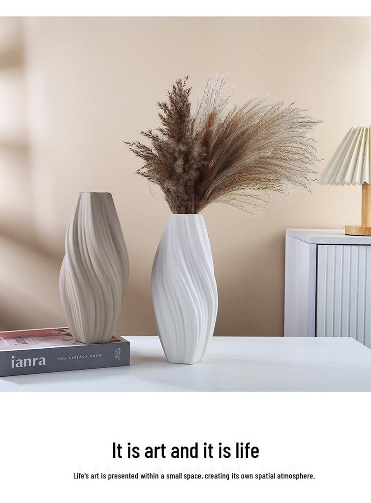 Modern Round Ceramic Vase - Creative Living Room Ornament for Dried Flowers