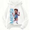 Football Star Cartoon Print Autumn/Winter Coat Messi Children's Hooded Sweatshirt Boys' Sports Shirt Girls' Casual Top