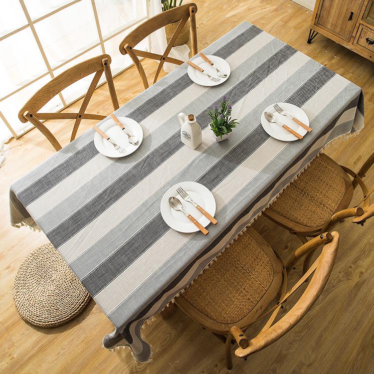 Waterproof Jacquard Imitation Cotton And Linen Embroidery Fringed Tablecloth Lace Geometric Rectangular Dining Table Coffee Table Tablecloth