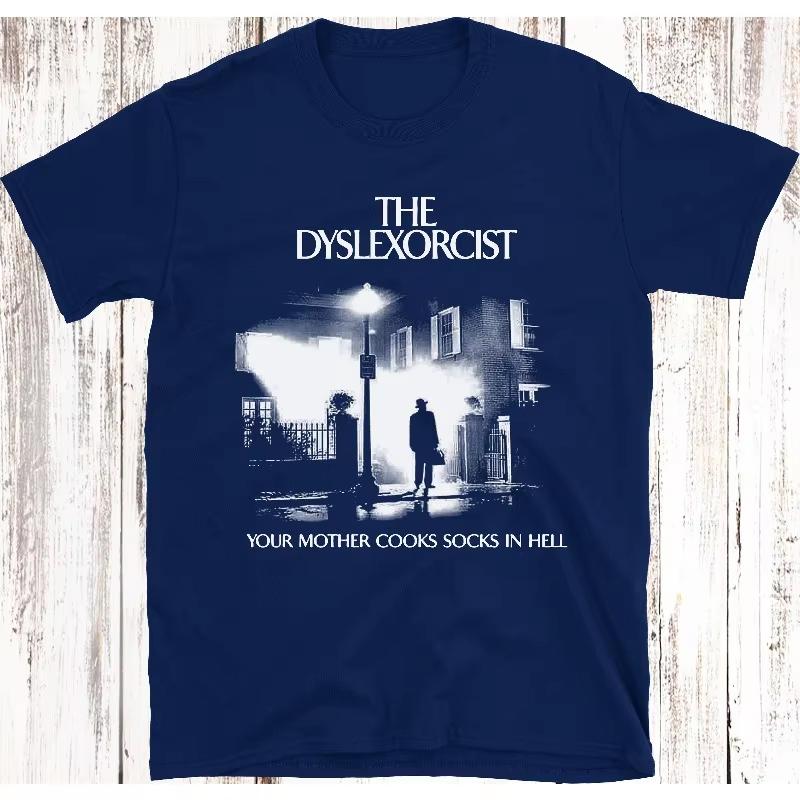 

Summer Unisexs and Womens loose breathable Tshirt top The Dylexorcist Tshirt fun horror fan Tshirt 4XL