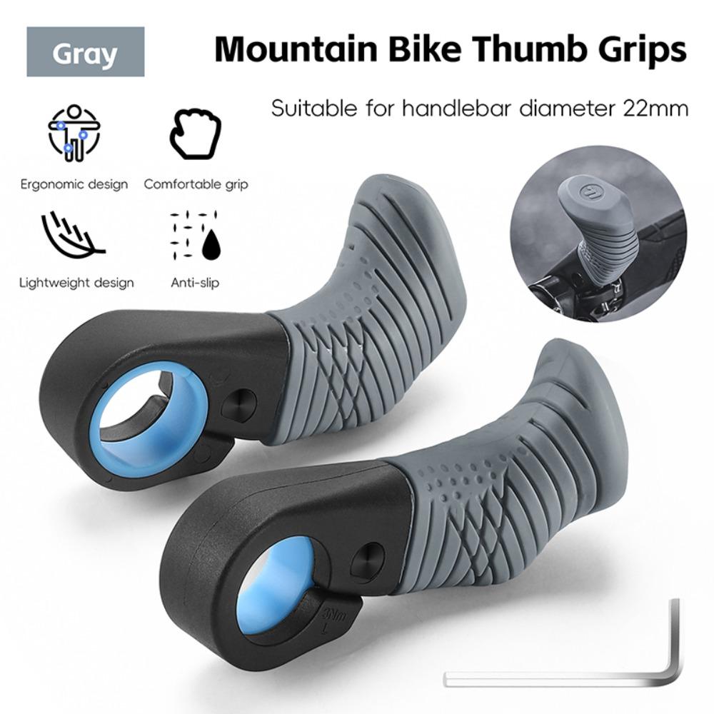 

1 Pair Ergonomic Bicycle Thumb Grips Anti-Slip Handlebar Rest Premium Auxiliary Handle Bike Riding сірий
