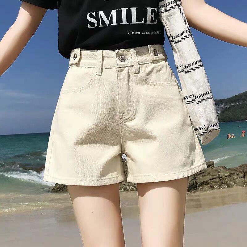 

Women s Apricot High-Waisted Wide-Leg Denim Shorts - Korean Style A-Line for Summer 2026 XL абрикосовый