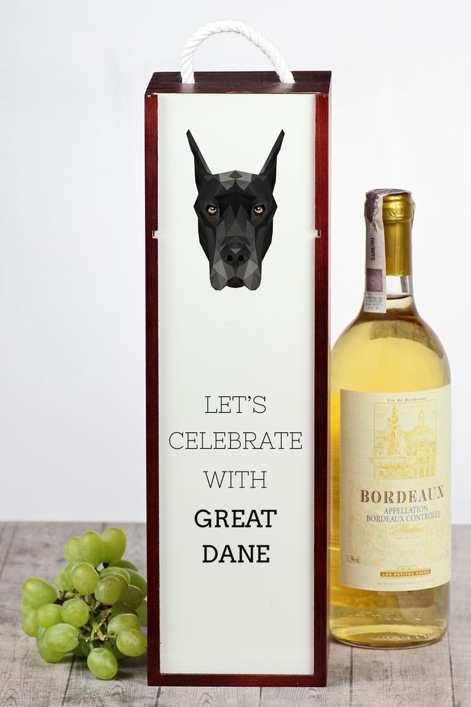 Dog Niemiecki - Geometryczne Pudełko Ze Zdjęciem I Napisem Na Wino Marki Art-Dog