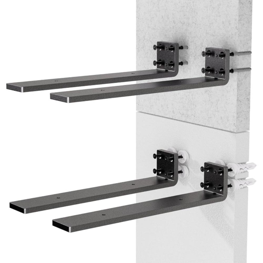 4PCS Heavy Duty Metal Shelf Bracket, Modern Black Matte Design, Easy Installation, Stable Support for Home Shelves Furniture