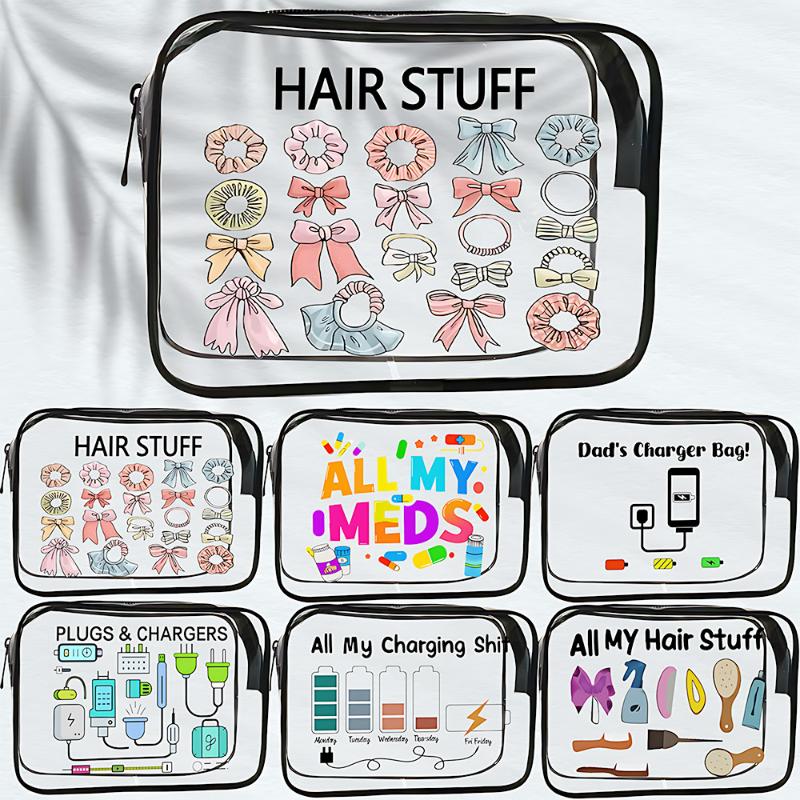 Medicine Cosmetic Bag Women Large Capacity Travel Organizer Easy Wipe Clean Toiletry Pouch Daily Use Trip Toiletry Travel Bag