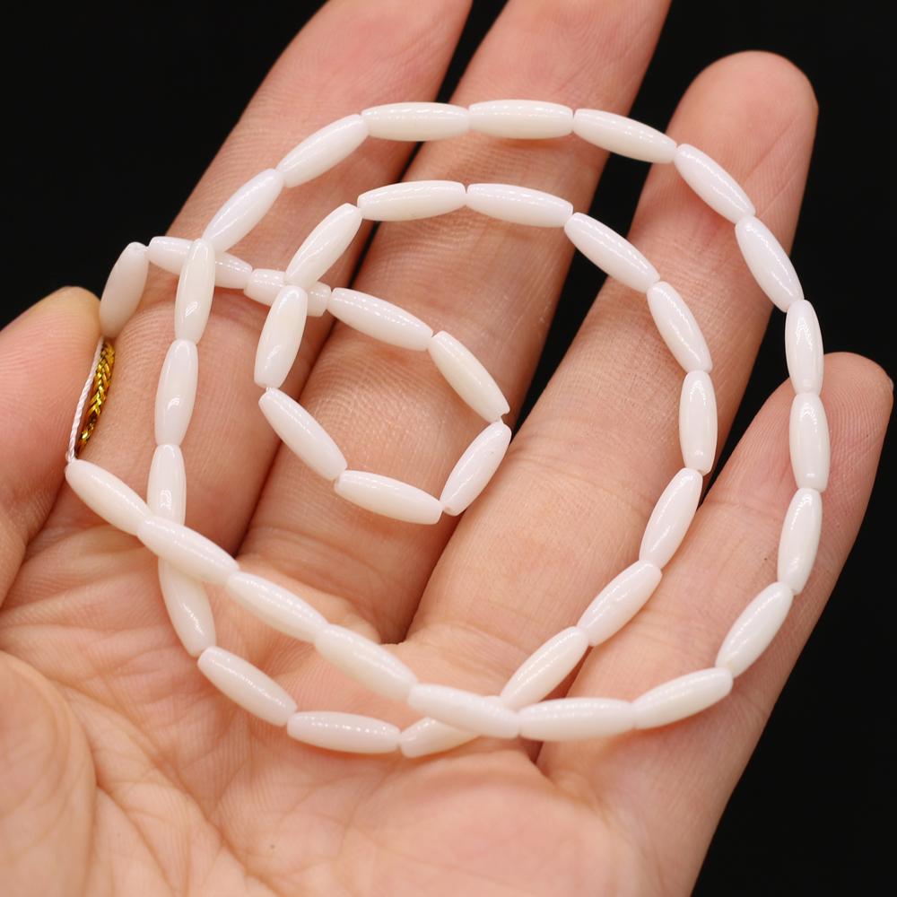 1Strand Synthetic Coral Beads, Handmade Rice Shape Loose Spacer Beads for Jewelry Making DIY Necklace Bracelet Earrings Accessories Craft Gift 3x9 Mm