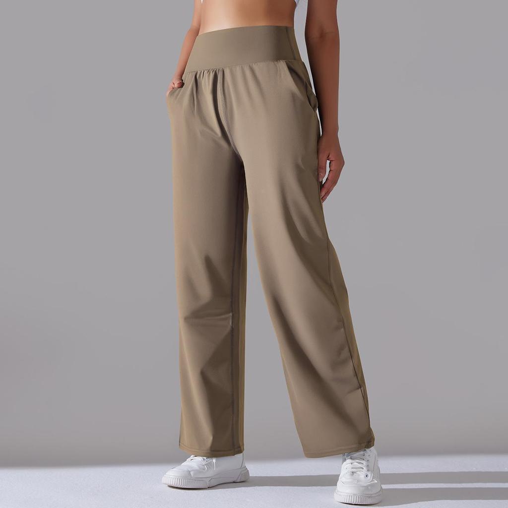 New nude polished high waist yoga sports wide leg pants show high loose casual breathable yoga pants women