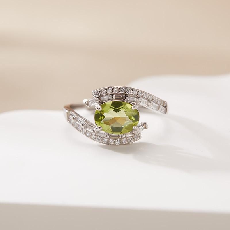 S925 Sterling Silver Natural Colored Treasure Ring, High-End Niche Light Luxury Index Finger Ring, Women'S Jewelry That Cannot Lose Color