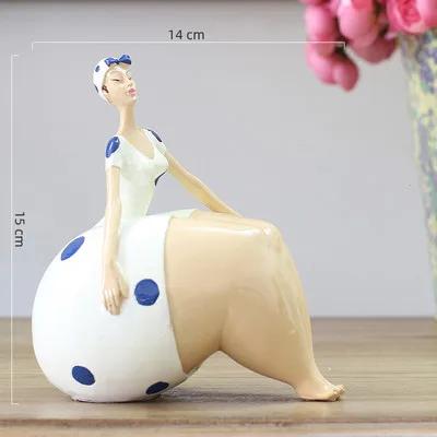 Nordic Plump Beauty Female Figurines Sculpture Ornaments Home Living Room Desk Fat Girl Statue Resin Decoration Accessories