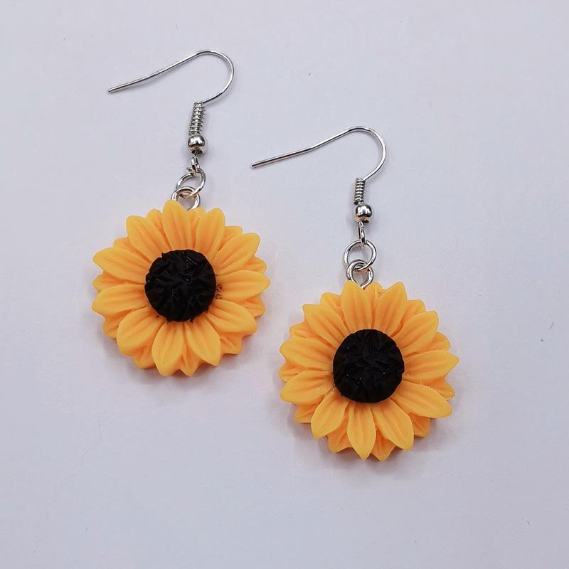 

Модные женские серьги из смолы в виде подсолнуха, золотые серьги с цветами солнца, простые серьги в виде ромашек, подарки золотой