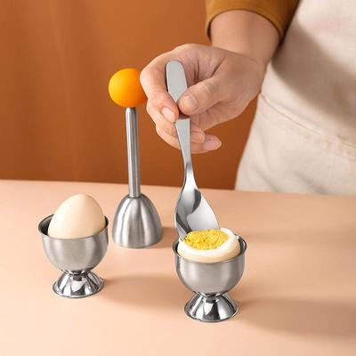 Set Coupe-œufs et Porte-œufs en Acier Inoxydable 304