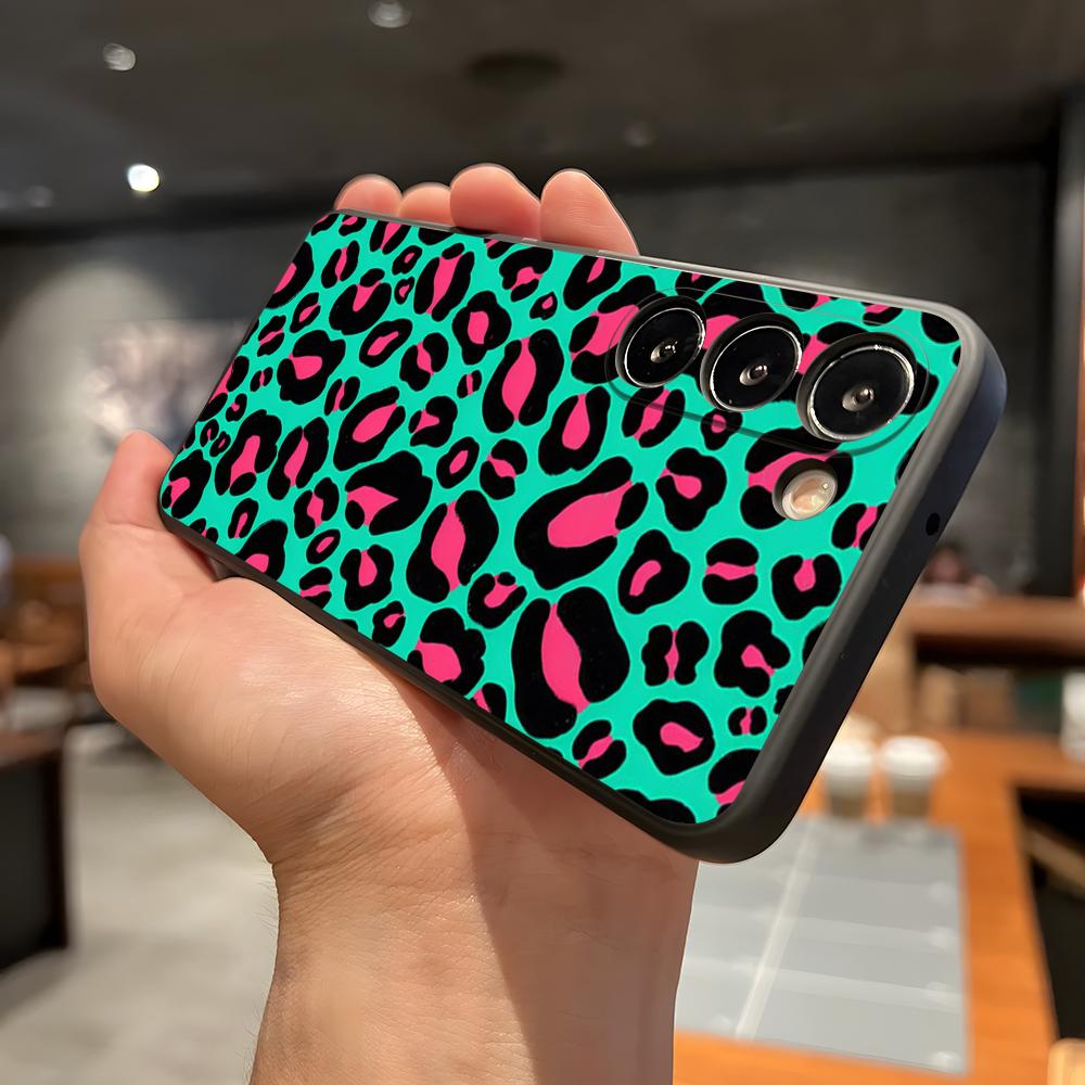 S-Stylish C-Cute Leopard Phone Case For Samsung A56 A36 A26 A16 A15 A25 A35 A55 A14 A34 A24 A54 Black Soft Shell