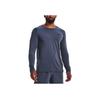 Under Armour Logo Print Crew Neck Long Sleeve T-Shirt Men Tops Gray Blue 1376787-044